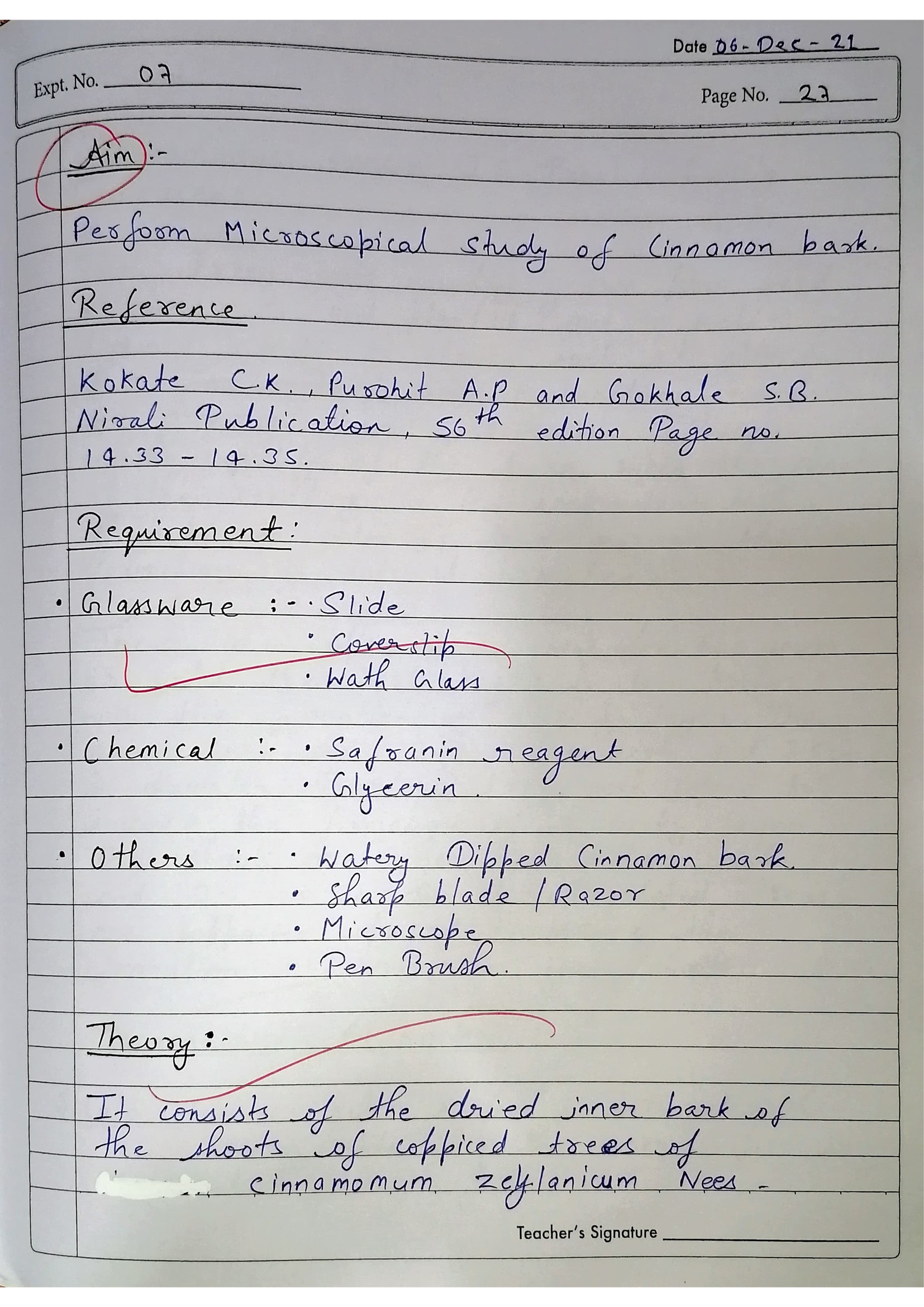 Pharmacognosy Practical